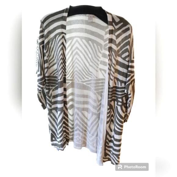 Chico's Sweaters - CHICO'S Open Front Lightweight Animal Print Flowing Cardigan Size 1